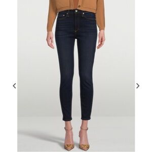 RAG & BONE Sz 27 Nina High Rise Ankle  Skinny Black with Sheen Jeans